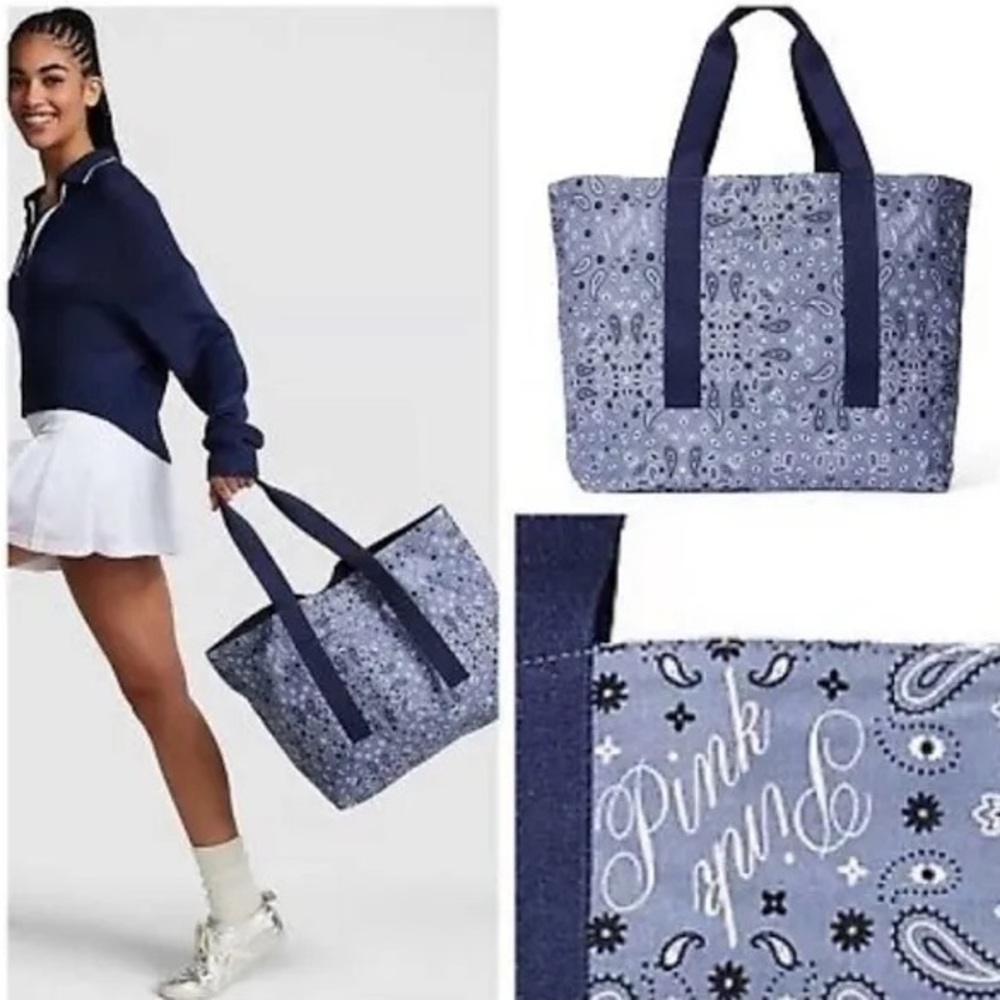 VS Pink Reversible Bandana Paisley Vacation Tote Bag